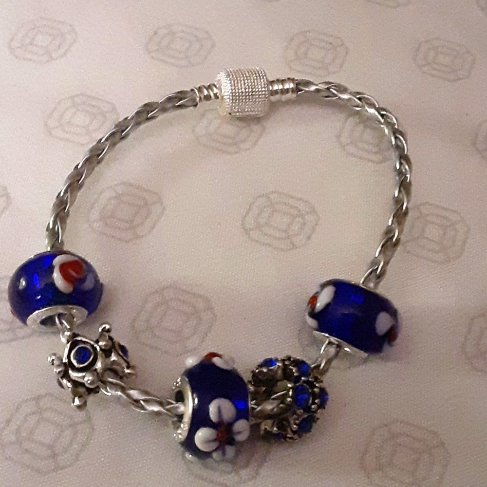 Faux leather charm bracelet